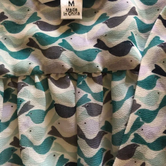 Cabi 342 Tweet Bird Teal & Navy Blue Sleeveless Wrap Blouse Medium - Picture 3 of 4